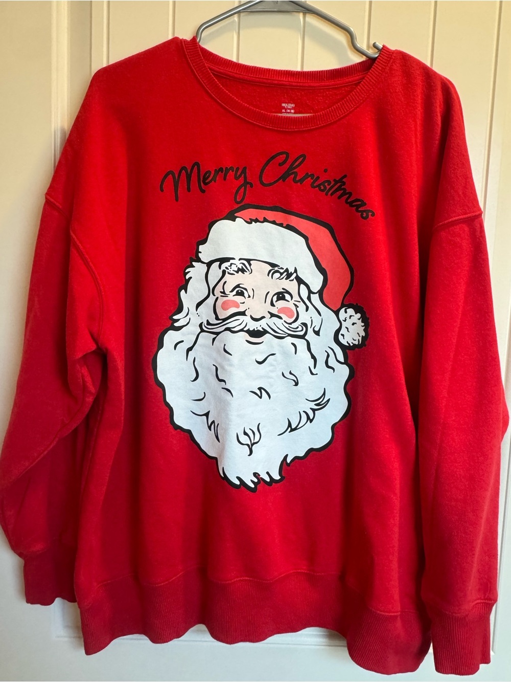 Holiday Time Red Christmas Santa Crewneck Sweater